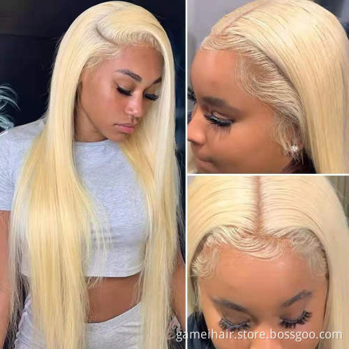 Natural blonde 613 full lace wig virgin hair pre plucked lace front wig brazilian human hair qingdao wigs for black women